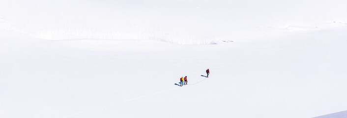 Ice Climbing on glacier in the mountains of Switzerland - Aletsch Glacier