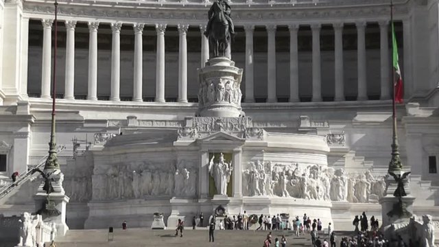Altar of the Fatherland, Vittoriano Monument, Rome, Italy, Real Time, 4k

