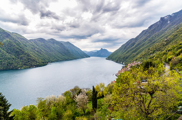 Landscape with Lugano lake and mountains.   © EleSi