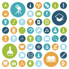 Flat design icons for education, science and medical