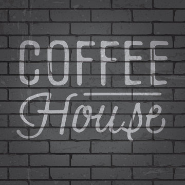 Fototapeta Hand drawn lettering slogan on brick wall background