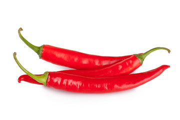 red chili or chilli cayenne pepper isolated on white background