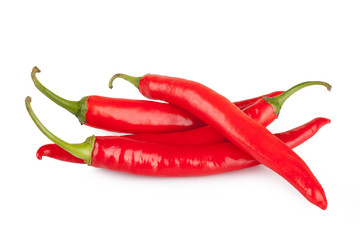red chili or chilli cayenne pepper isolated on white background