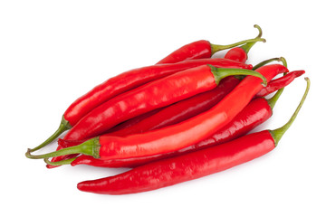 red chili or chilli cayenne pepper isolated on white background