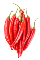 red chili or chilli cayenne pepper isolated on white background