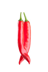red chili or chilli cayenne pepper isolated on white background