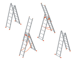 Isometric ladder. Set of various ladders on the white background © Golden Sikorka