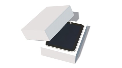 Modern digital tablet pc in the packaging - unboxing - 3D rendering