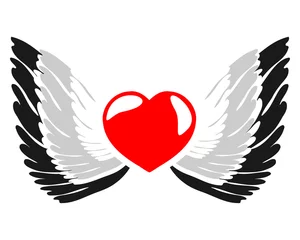 Foto op Canvas Engel en hart symbool voor liefde © emieldelange