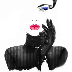 Photo sur Plexiglas Visage aquarelle Portrait de femme de style. Illustration aquarelle de mode abstraite