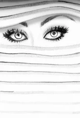 Wandcirkels Aquarel portret Ogen. Verzinnen. Abstracte mode aquarel illustratie  © Anna Ismagilova