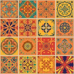 Foto op Plexiglas Marokkaanse tegels Vector naadloze textuur. Prachtig patchworkpatroon voor design en mode met decoratieve elementen