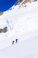Naklejka na ściany i meble Ice Climbing on glacier in the mountains of Switzerland - Aletsch Glacier