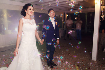 Wedding dance in restaurant