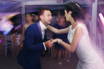 Wedding dance in restaurant hall