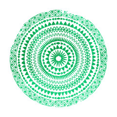 Mandala Streszczenie okrągły zielony akwarela wektor ornament. Plemiennych grunge tekstur - 120674262