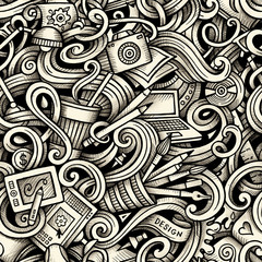 Cartoon hand-drawn doodles Design and Art seamless pattern