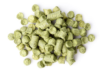 hops pellets isolated on white background