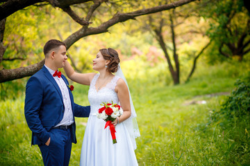 Lovely wedding couple kissing