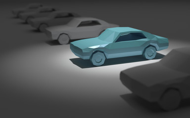 car parking spotlight 3d rendering