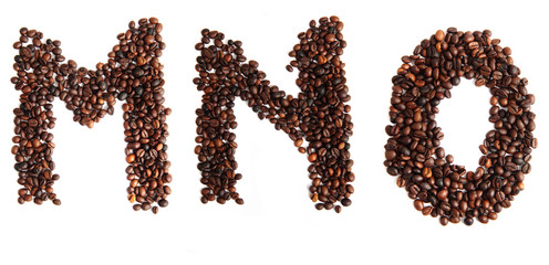 alphabet from coffee beans