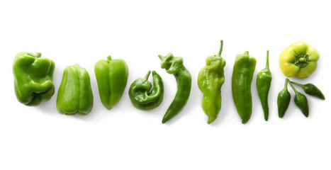 Fresh peppers on white background