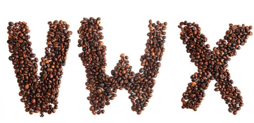 alphabet from coffee beans