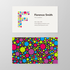 Modern letter F circle Business card template