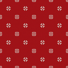Christmas Holiday Knitting Seamless Pattern with Snowflakes. Knitted Sweater Design