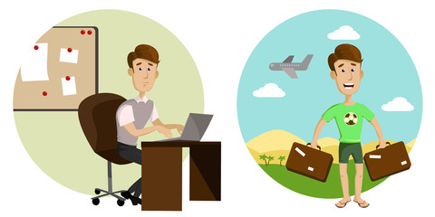 job vector sad man at work