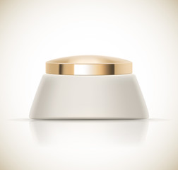 Luxury cosmetic packaging with gold cap and blank space for your design isolated vector illustration