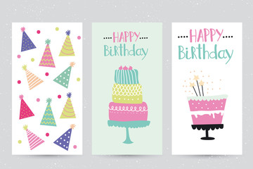 Set of birthday greeting cards design