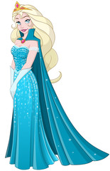 Snow Princess In Blue Dress Side - 120680471