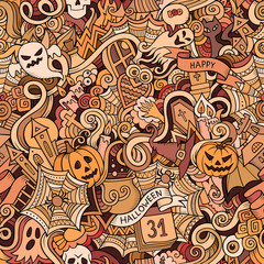 Naklejka premium Cartoon vector hand-drawn Doodles on the subject of Halloween