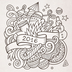 2016 New year doodles elements background