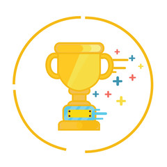 trophy gold cup winner symbol icon champion flat