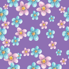 Seamless pattern on violet background