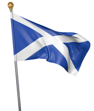 National flag for country of Scotland isolated on white background, 3D rendering
