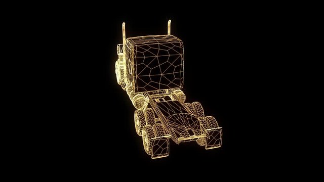 Truck Car in Hologram Wireframe Style. Nice 3D Rendering. 
