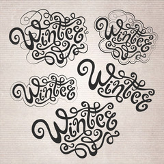 Winter hand lettering set