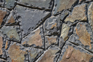 background wall of uneven large stones closeup