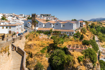 Sunny view of countryside fields near Ronda, Malaga province, Spain.