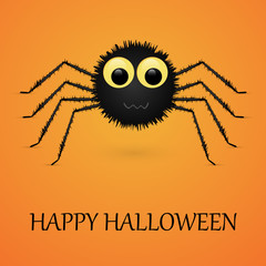 Happy Halloween orange background with spider.