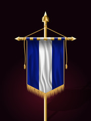 Flag of El Salvador. Festive Banner Vertical Flag with Flagpol