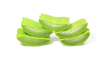 Closeup Aloe Vera leaves isolated on white background.