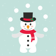 cartoon snowman with snowball