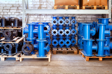 Fitting for Plastic pipes stacked in a warehouse yard use plumbing or sewage installations on...