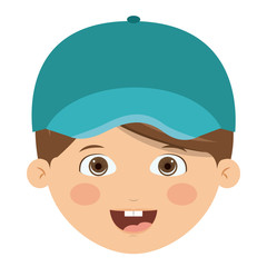 Happy boy cartoon with hat icon. Childhood happiness summer season and kid theme. Isolated design. Vector illustration
