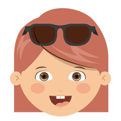 Obraz premium Happy girl cartoon with glasses icon. Childhood happiness summer season and kid theme. Isolated design. Vector illustration