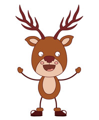 Reindeer cartoon icon. Merry Christmas season decoration figure theme. Isolated design. Vector illustration